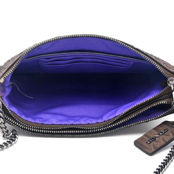 Coach Snake Embossed Double Zip Chain Crossbody Handbag - Picture 10 of 11